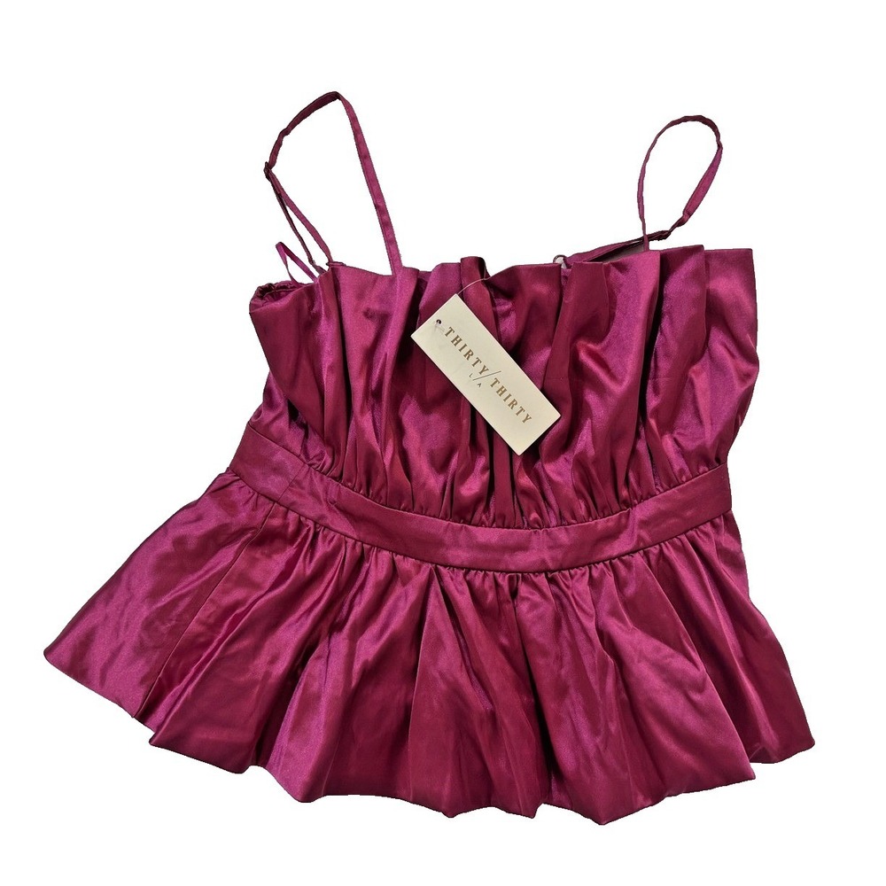 Thirty‎ Thirty LA Peplum Top Womens XS Satin Bustier Bodice Fairycore Ruffle NWT